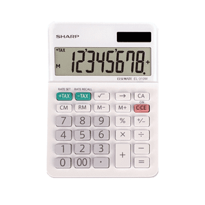 Sharp EL310W 8-Digit Calculatrice de bureau d'affichage, 4-Key Mémoire, Tax+/Taxe-, Backspace, 00, √, Accueil, école & Utilisation de bureau