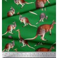 thumbnail image 3 of Soimoi Green Rayon Fabric Kangaroo & Giraffe Animal Print Fabric by Yard 56 Inch Wide, 3 of 3