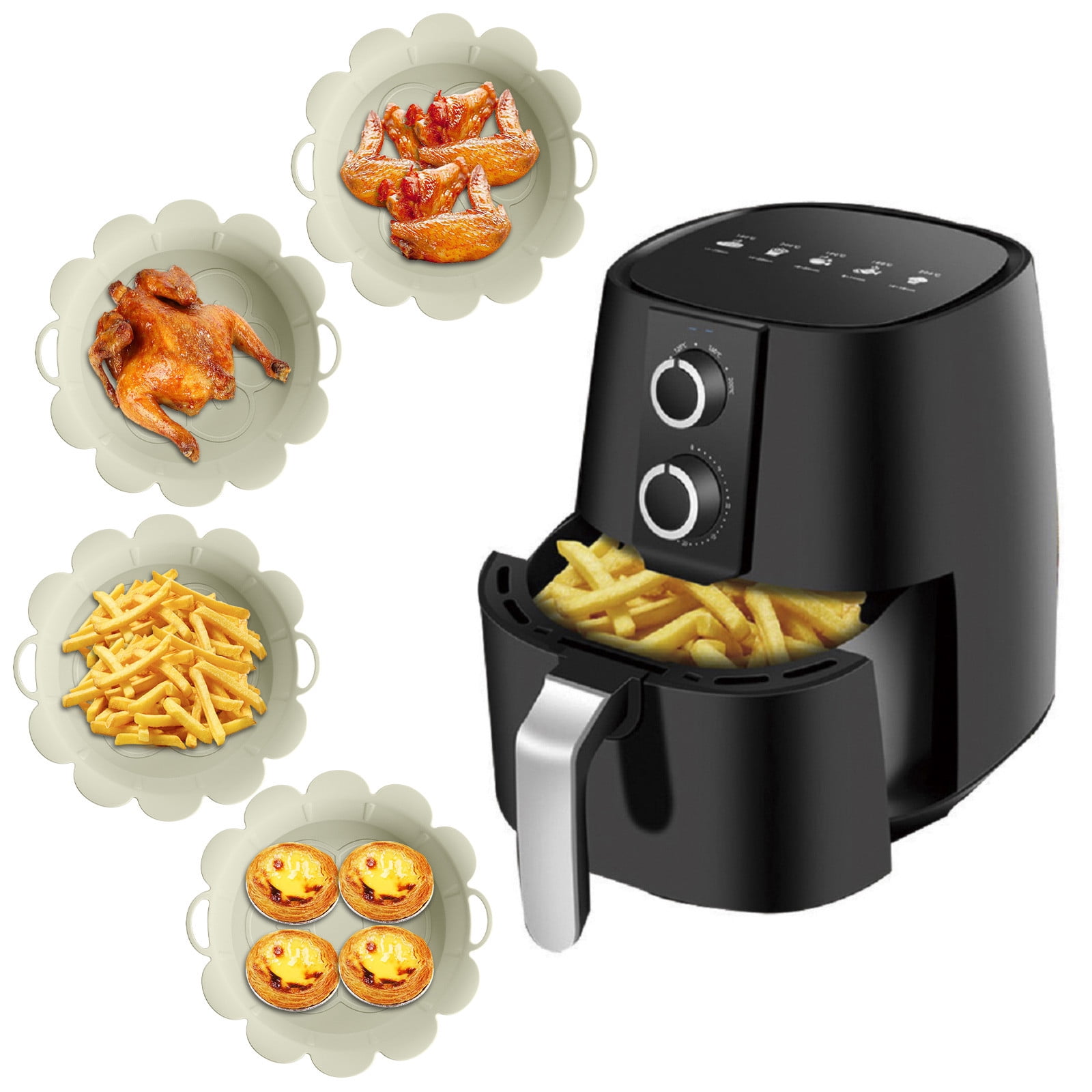 TIMIFIS Silicone Air Fryer Liner Reusable Air Fryer Silicone Basket Heat Resistant Easy Cleaning Air fryers Silicone Pot Round for Air fryer Oven Accessories