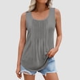 thumbnail image 2 of Plebaso Débardeurs d'Été pour Femmes Sans Manches Plissés Chemises Amples Col Rond Blouse Décontractée Unie P-5TG, 2 of 6