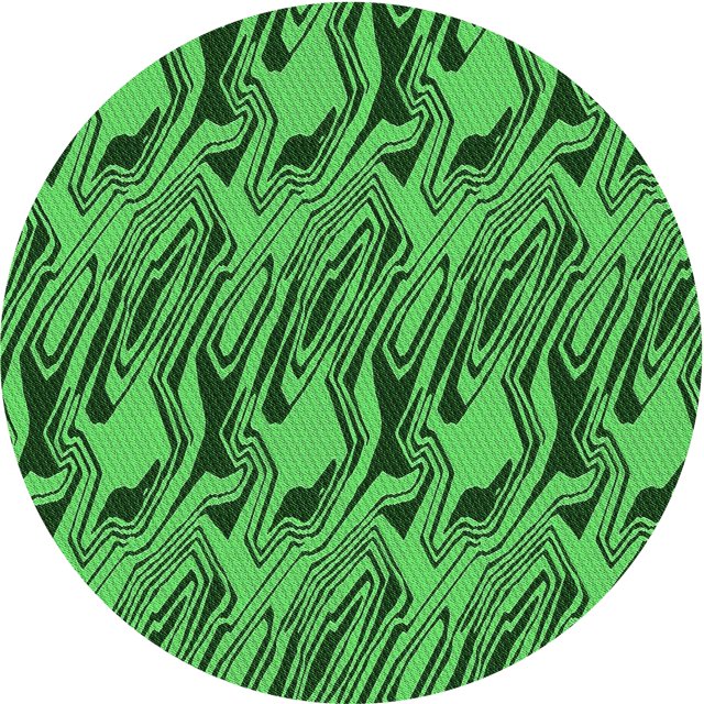 Ahgly Company Machine Washable Indoor Round Transitional Deep Emerald Green Area Rugs, 4' Round