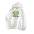 thumbnail image 1 of cllios Womens Cute Cartoon Frog Print Hoodies Long Sleeve Pullover Drawstring Hooded Sweatshirts, 1 of 3