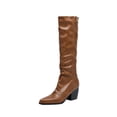 thumbnail image 2 of zhenglin Bottes Mi-Mollet pour Femmes - Mode Décontractée Polyvalente à Enfiler, Bout Rond, Talon Épais, Bottines pour l'Automne et l'Hiver, Talon Bas Confortable Style Audacieux, 2 of 6