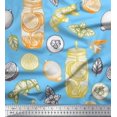 thumbnail image 1 of Soimoi Rayon Fabric Lemon Slice Jar,Cucumber & Ginger Vegetable Print Sewing Fabric Yard 42 Inch Wide, 1 of 3