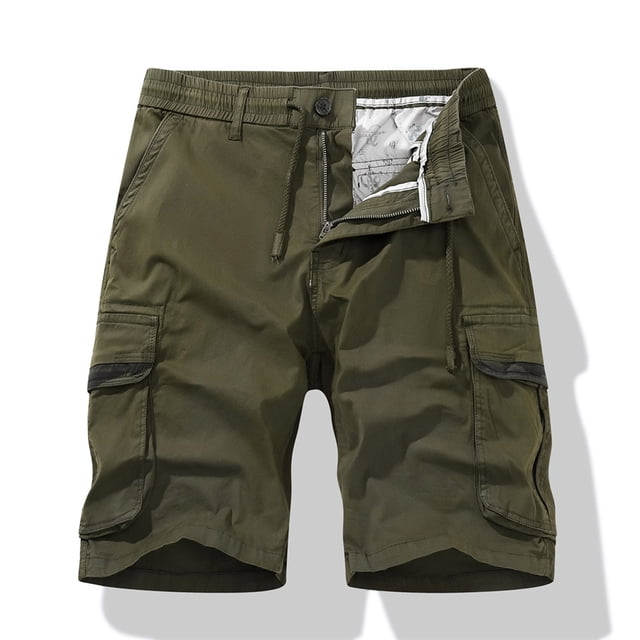 EOYWHK Shorts Cargo en Coton pour Hommes avec Multi-Poches, Coupe Décontractée Extensible Bermuda Élastique, Shorts de Randonnée Course Doux et Respirants en Solde