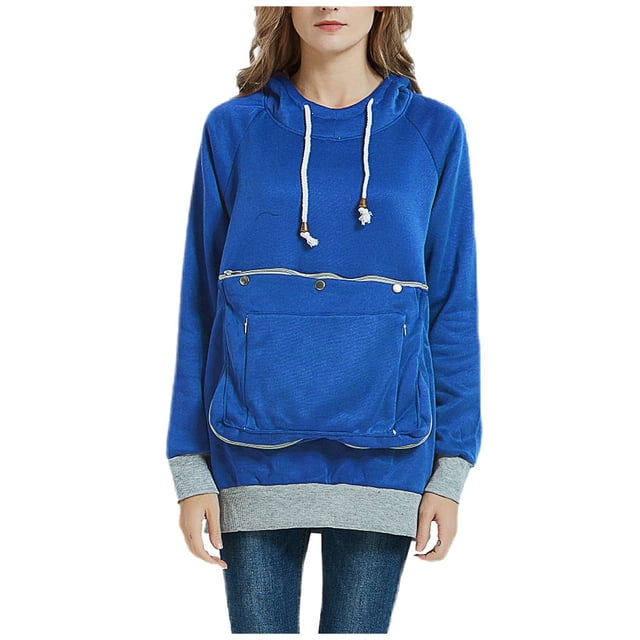 Penkiiy Hoodies pour Femmes Mode Femmes Décontracté Fermeture Éclair Col Roulé Manches Longues Blouse Pull Tops Vêtements Bleus Y2K