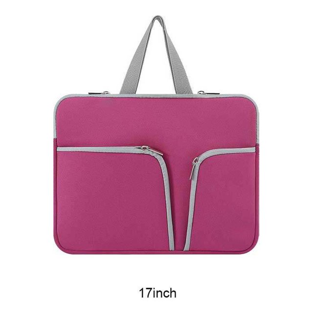 Housse d'Ordinateur Étanche Sacoche Portable Pochette Protectrice Réutilisable Compartiments Rangement d'Affaires Rouge Rose 17 Pouces
