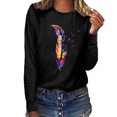 thumbnail image 2 of PVCS Hauts pour Femmes Col Rond Imprimé Manches Longues Blouse Décontractée Ample T-shirt, 2 of 5