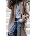 thumbnail image 3 of LinYooLi Women‘s Casual Lapel Button Long Solid Color Wool Blend Coat Loose Trench Coat Overcoat, 3 of 5