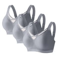 thumbnail image 2 of Kyusrd Plus Size Cut-Off Seamless Bra For Women'S 3Pcs Supportive Full Coverage Wireless Bralette Bra Adjustable Shoulder Straps Bra Soild Color Everyday Athletic Sport Bra, 2 of 9
