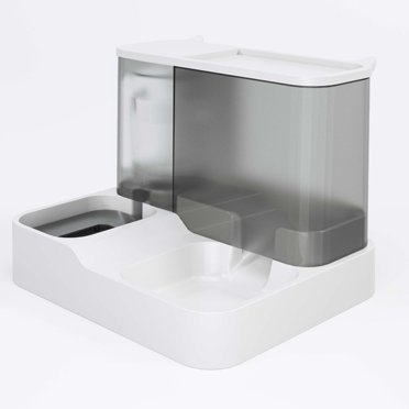 Distributeur d'Eau et de Nourriture pour Animaux, Séparation Humide/sèche, Grande Capacité, Mangeoire pour Chien d'Intérieur Gris, Rose, Bleu