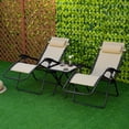 thumbnail image 2 of Outsunny Zero Gravity Chair Set with Folding Table & Cup Holder Beige, 2 of 10