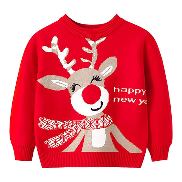 Zanarzt Toddler Boys Girls Sweater Toddler Boys Girls Winter Long Sleeve Deer Knit Sweater Base Warm Sweater for Children Clothes Red,2-3 Years