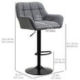 thumbnail image 3 of HOMCOM Adjustable Bar Stools Set of 2, Swivel Tufted Fabric Barstools, 3 of 10