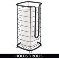 thumbnail image 3 of Decorative Metal Free Standing Toilet Paper Holder Stand with Storage for 3 Rolls of Toilet Tissue - for Bathroom/Powder Room - Holds Mega Rolls - Satin, 3 of 7