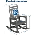thumbnail image 3 of Patio Furniture HDPE Rocking Chair Outdoor Poly High Back Porch Rocker Chairs for Adults All Weather Resistant Furniture for Patio Front Porch Gray, 3 of 8
