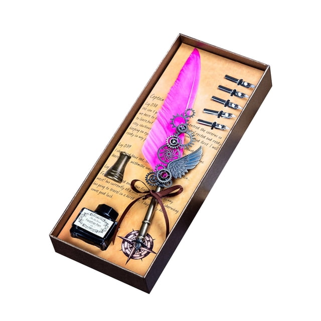 Mechanical Wing Quill Dipped Water Gift Box Carved Pen With Base Holiday Birthday Gift 15ML