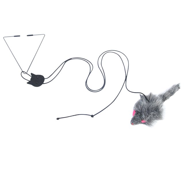 SLYNSHome Cat Toy Rope Mouse Play Supplies, a hanging retractable cat toy with a faux mouse attached to an elastic rope. Designed for door hanging, it encourages interactive play and stimulates cats' hunting instincts. Ideal for keeping cats entertained and active, this pet supply is suitable for cats of all ages.