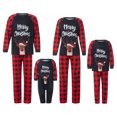 thumbnail image 2 of Diconna Ensemble de Pyjamas de Noël pour la Famille Imprimé Lettre Manches Longues Col Rond Hauts Pantalon à Carreaux, 2 of 9