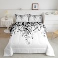 thumbnail image 1 of Erosebridal Eucalyptus Leaf Bedding Queen Comforter Set, Black Down Comforter, Spring Plant Decor, Ultra Soft 3 Pieces, 1 of 8