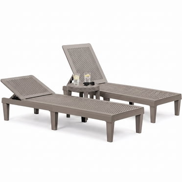 Homall 2 Pieces Patio Lounge Chair Outdoor Adjustable Chaise Lounge Chair, Light Brown