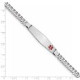 thumbnail image 3 of 14K White Gold Medical Soft Diamond Shape Red Enamel Flat Curb Link ID Bracelet, 3 of 3