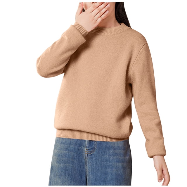Timegard Winter Baby Clothes Fall Boy Girls Knit Comfy Warm Pullover Casual Loose Kids Solid Color Tops
