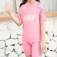 thumbnail image 1 of TopLLC Ensembles de Blouses et Chemises à Manches Courtes à Col Rond Mode Fille Maillot de Bain Deux Pièces Hauts à Manches Courtes Col Rond Ensembles de Shorts Ensemble Fille, 1 of 4