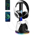 thumbnail image 1 of RGB Headphone Stand With Controller Charger For Xbox Series X|S, Elite 2, One X|S|Elite - XSX Charging Station Dock With 2 USB Ports, Compatible With Xbox Controllers, 1 of 6