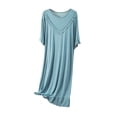 thumbnail image 1 of Timegard Womens Sleepwear Round Neck Ruffle Short Sleeve Solid Color Homewear Casual Loose Comfy Pjs Dress, 1 of 3