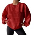 thumbnail image 1 of Pisexur Chandail en Molleton pour Femmes Décontracté Ample Automne Chandails en Molleton pour Femmes Couleur Unie Col Rond Chandail en Molleton Manches Longues Chemises pour Femmes Mode Chandail en Molleton Texturé Chandail Tops, 1 of 8