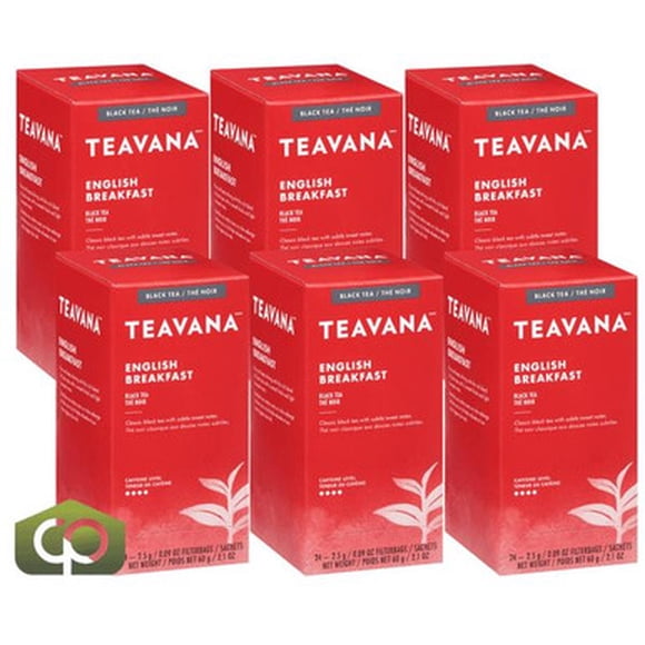 Teavana Thé en Sachet Filtre English Breakfast Chaud - 24 Unités (Lot de 6)