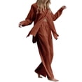 thumbnail image 1 of Kcodviy Femmes Dames Ensemble 2 Pcs Plus Combinaisons pour Femmes Rétro Grande Taille et Tailleurs Pantalons pour Femmes Chic Invitées de Mariage Chemise à Manches Longues Tailleur Pantalon Tailleur Haut Pantalon Tailleur pour Femmes Pantalons à Manches Longues, 1 of 4