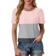 thumbnail image 4 of Plebaso Hauts pour Femmes Chemises à Œillets Manches Courtes T-Shirts Amples Col Rond Décontracté Blouses Tendance, 4 of 6
