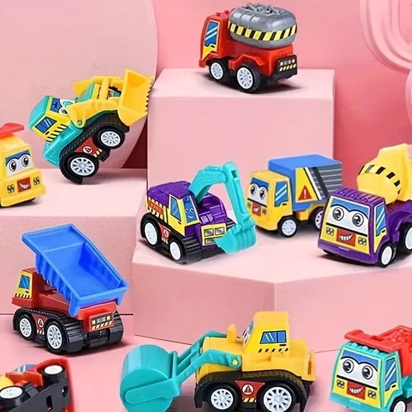 Pisexur Baby Toys 10Pcs Random Color Construction Car Set Pull Back Assorted Vehicles Truck For Kids Toddlers 4-8 Years Old Toys For Classroom Prizes Treasure Box Toys