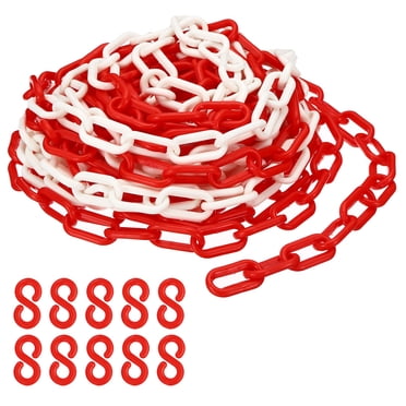 Uxcell Plastic Chain,32 FEET Safety Barrier Chain for Crowd, 1/4inch(6mm) Red/White