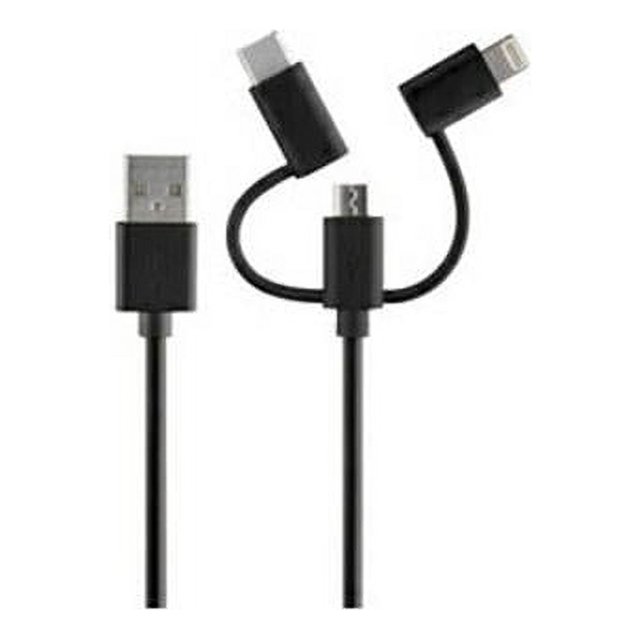 Rove RV06551 4 ft. USB to USB-C TM Lightning R & Micro Charge & Sync Cable Black