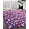 thumbnail image 3 of Ahgly Company Tapis d'Intérieur Lavable en Machine Carré Transitionnel Rose Prune Violet, 6 Pieds Carré, 3 of 7