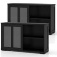thumbnail image 1 of Costway 2-Door Stackable Buffet Sideboard Set of 2 with Sliding Tempered Glass Doors Black, 1 of 9