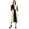 thumbnail image 3 of Bimba Femmes Classique Mandarine Col Shift Tricolore Midi Été Chic Robes, 3 of 9