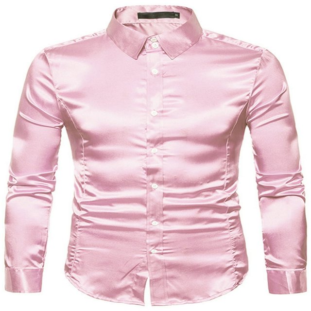 Men‘s Silk Satin Long Sleeve Shirt Ruffled Vintage Wedding Tuxedo Shirts