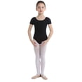 thumbnail image 2 of CHICTRY Filles Enfants Justaucorps de Gymnastique Basique à Manches Courtes Extensible Ballet Danse Justaucorps Haut Noir 8, 2 of 7