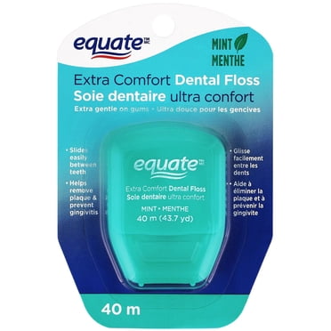 Equate Extra Comfort Mint, Waxed, Woven, Dental Floss, 40 m