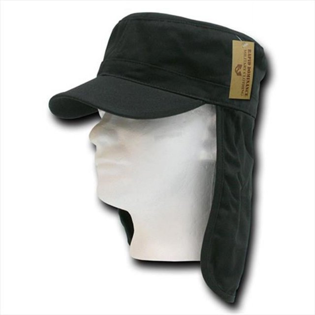 Rapid Dominance 107-PL-BLK-07 Foreign Legion Flap Caps - Black- Large And Extra Large
