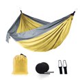 thumbnail image 1 of Tignapoo Spacious Double Nylon Hammock for Outdoor Adventures – Versatile Swing for Camping, Hiking, and Home Relaxation – Durable 210T Material in Yellow and Grey Color Combination, 1 of 7