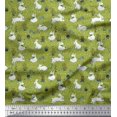 thumbnail image 1 of Soimoi Green Polyester Crepe Fabric Mushroom,Oaknut & Rabbit Animal Printed Fabric 1 Yard 42 Inch Wide, 1 of 3