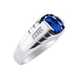 thumbnail image 3 of RYLOS Cushion Shape Checker Top 12MM Sapphire Color Stone & Diamonds Set in Sterling Silver Size 10, 3 of 6