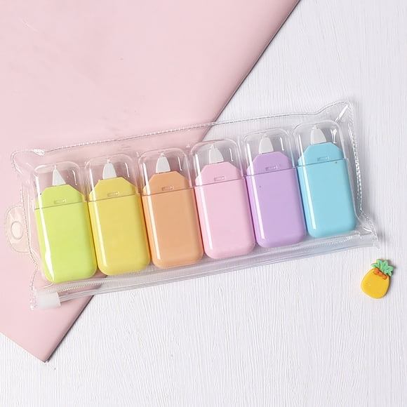 Yrmaups Mini Correction Tapes for Study, 6-Pack Ergonomic Tape Eraser, Quick-Drying Correction Fluid for Classroom, Study, Office, Homework