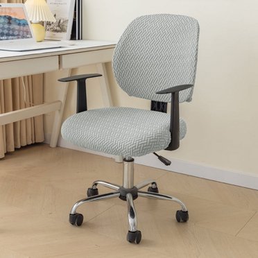 Nvzi Computer Office Chair Covers Stretch Computer Chair Cover 2 Piece Desk Chair Cover Universal Desk Rotating Chair Slipcovers Protector-Grey