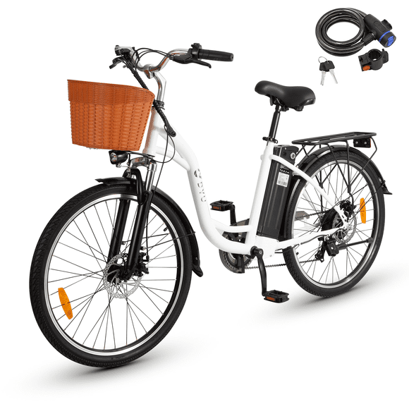 DYU 26" Commuter Electric Bike for Adults, 350W 36V 12.5AH, Pedal-Assist, Shimano 6-Speed, Cruiser City E Bike